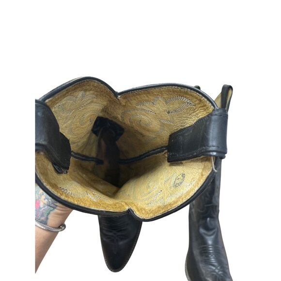 Justin Boots Womans Vintage Black Leather Western mid Calf Boots 6.5B SKU 9561 - Picture 12 of 16